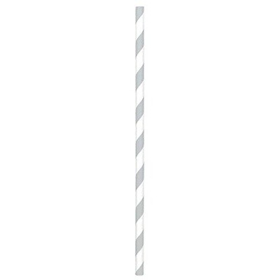 Paper Straws-Silver and White Stripped-24pk