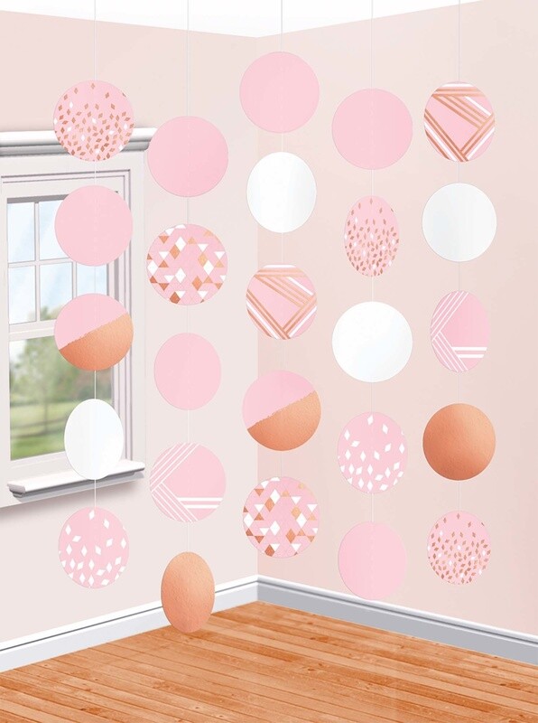 Hanging Circle Decorations-Rose Gold-5pcs