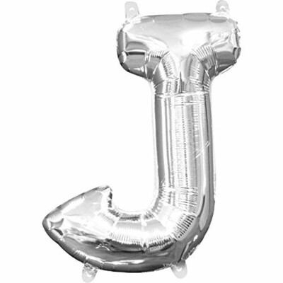 Foil Baloon Air Filled  - &quot;J &quot; - Silver - 16&quot;