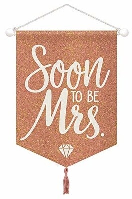 Blush Wedding Hanging Glitter Sign- Soon To Be Mrs.