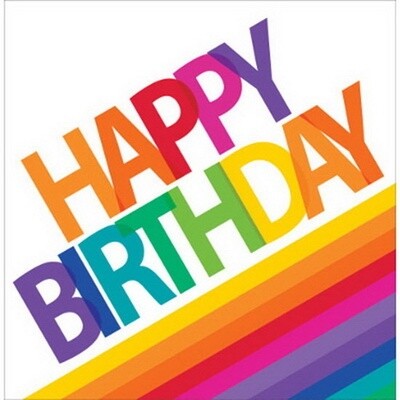 Napkins - LN - Raibow Birthday - 16pk - 2ply
