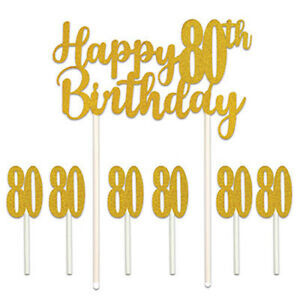 Cake Topper-Happy 80th Birthday-7pcs