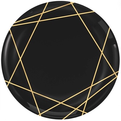 Beverage Plastic Plates-Gold Geo