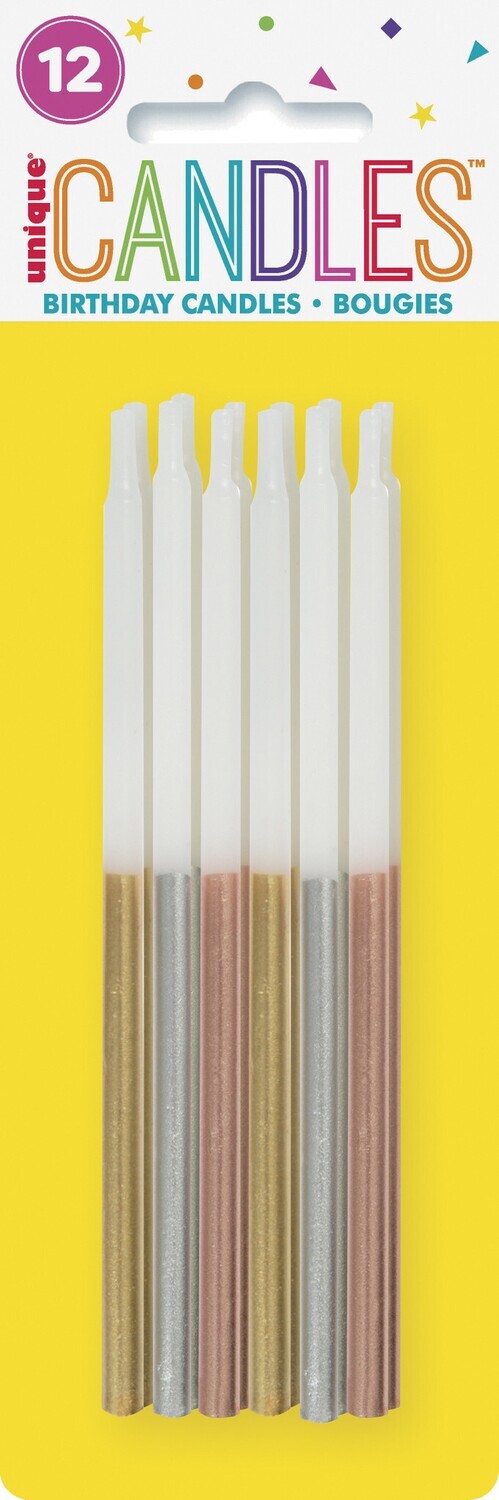 Candles-Metallic Dipped Assorted-5&quot;