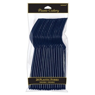 Forks-Plastic-True Navy-20pk