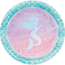Luncheon Paper Plates-Mermaid Shine-8pk-9&quot;