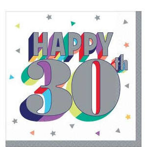 Beverage Napkins-Here&#39;s To 30-16pk-2ply