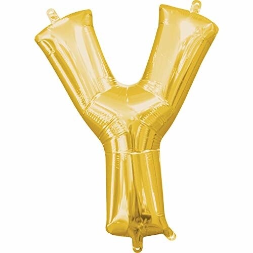 Foil Balloon  Air Fill - Letter &quot;Y&quot; - Gold - 16&quot;