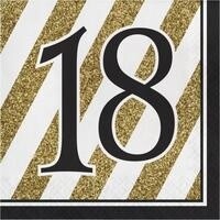 Luncheon Napkins-18 Black and Gold-16pk-2ply