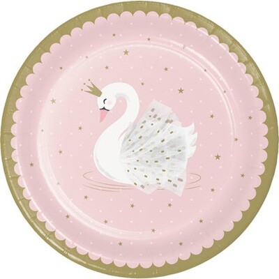 Luncheon Paper Plates-Stylish Swan Birthday
