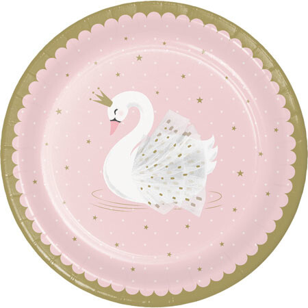 Luncheon Paper Plates-Stylish Swan Birthday