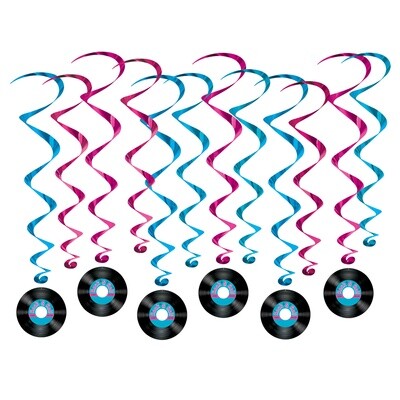 Hanging Decorations-Rock &amp; Roll Record whirls-12pcs
