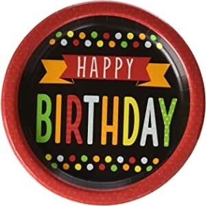 Beverage Paper Plates-Polka Birthday-8pk-7&quot;