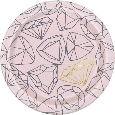 Plates - BEV - Pink Diamonds Bachelorette Party - 8pk