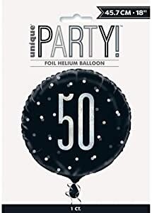 Foil Balloon-Standard-50th Birthday-Glitz Black-18&quot;