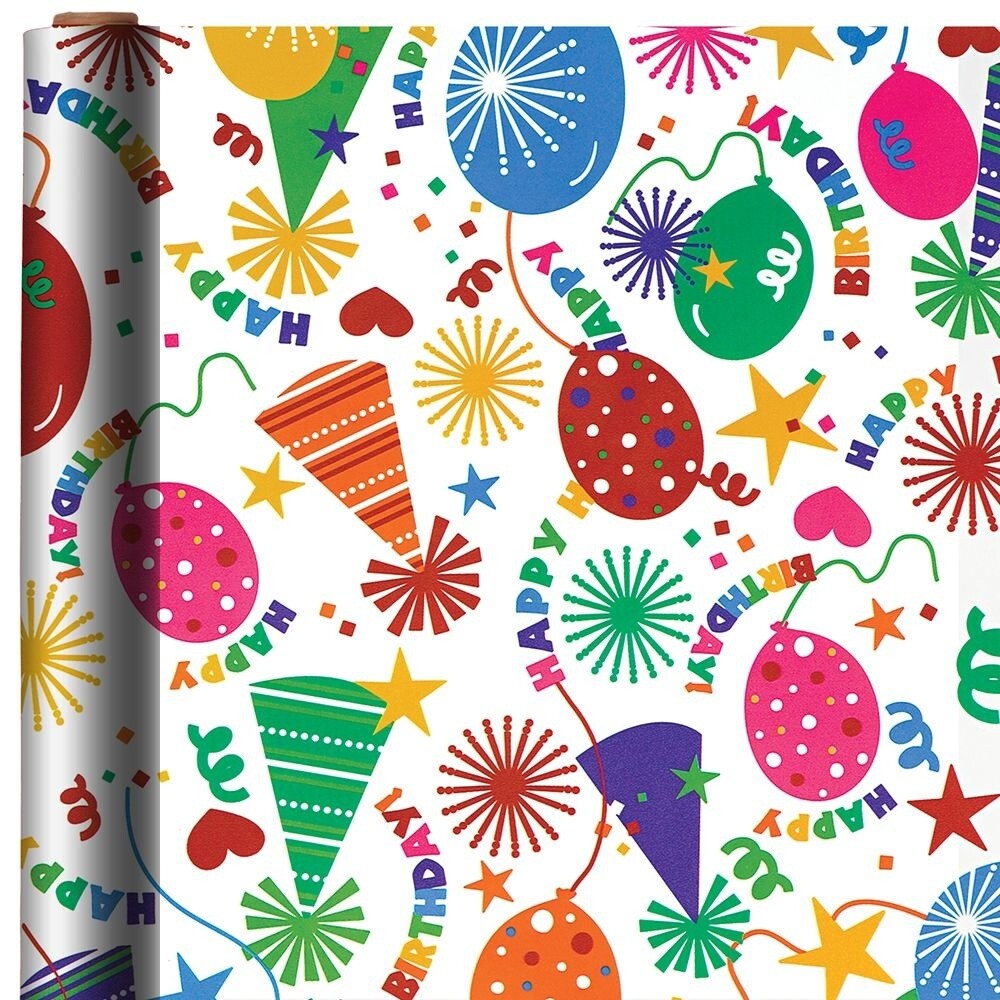 Gift Wrap-Happy Birthday-40 Square Feet- 16ft x 30&quot;