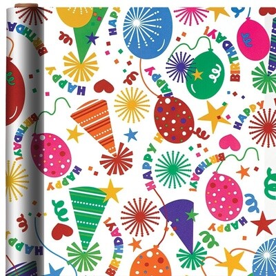 Gift Wrap-Happy Birthday-40 Square Feet- 16ft x 30&quot;