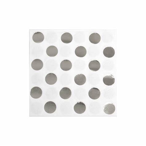 Beverage Napkins-Elegant Silver Dots