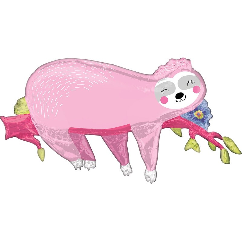 Foil Balloon-Supershape-Sleepy Sloth-Pink