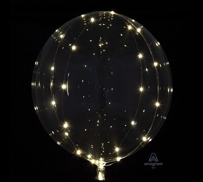 Decorative Crystal Clear Balloon With Gold Light String- 15.75&quot; x 15.75&quot;
