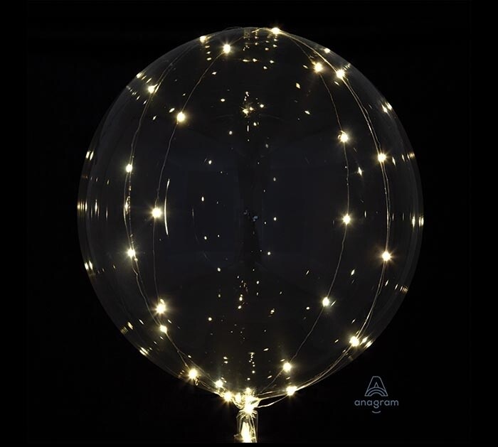 Decorative Crystal Clear Balloon With Gold Light String- 15.75&quot; x 15.75&quot;
