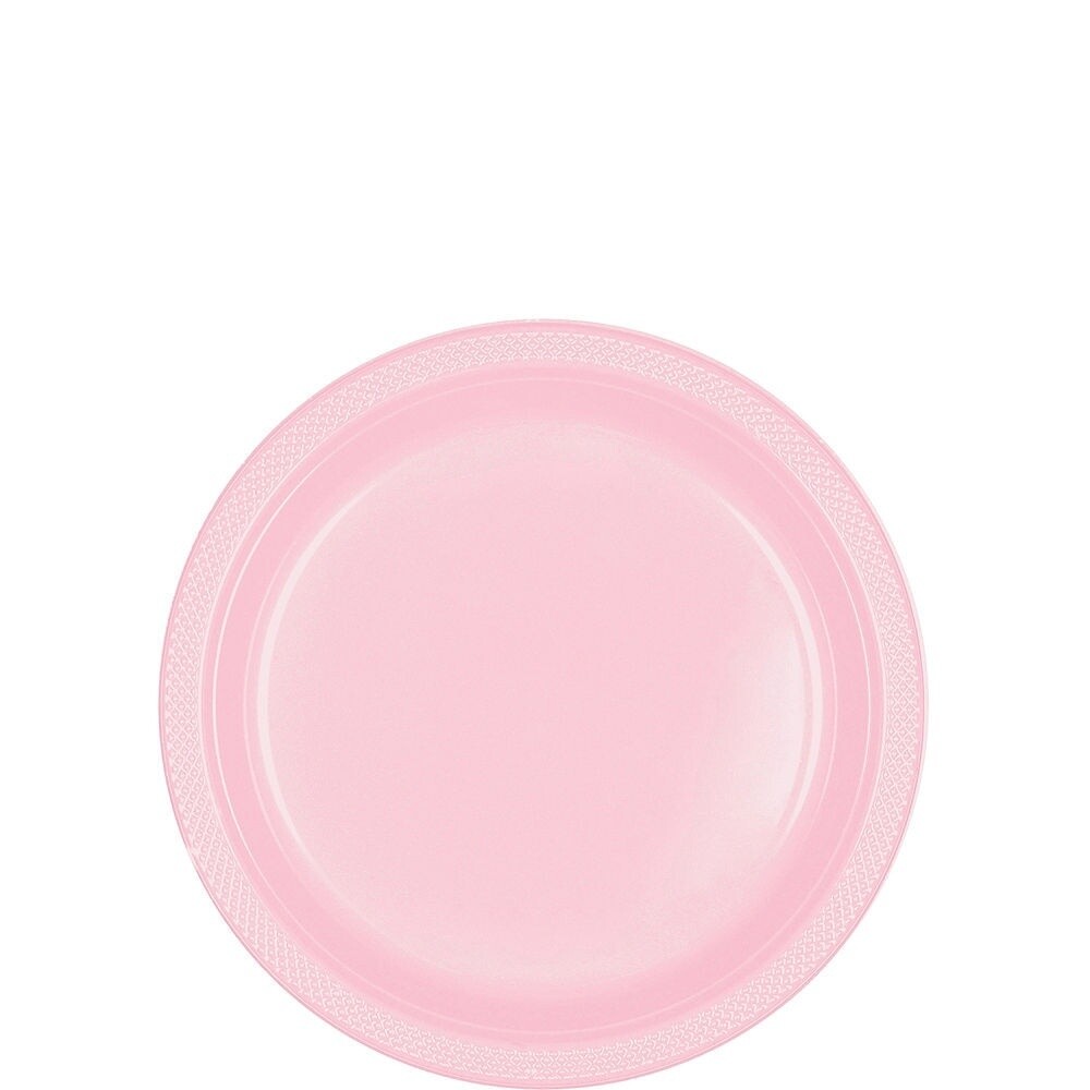 Beverage Plastic Plates-Blush Pink-20pk-7&quot;