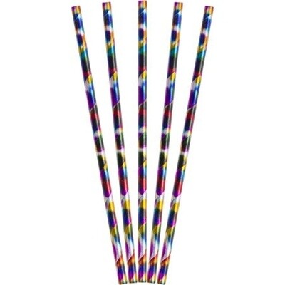 Paper Straws-Foil-Rainbow-24pk