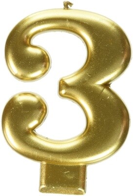 Numeral #3 Metallic Candle - Gold