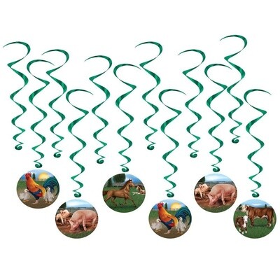 Hanging Decorations-Farm Animal Whirls-12pk