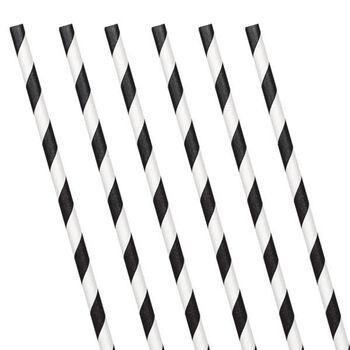 Paper Straws-Black and White Striped-24pk