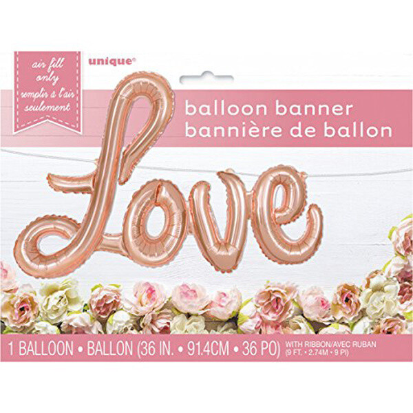 Foil Balloon- Airfilled- Love- Rose Gold- 36&quot;