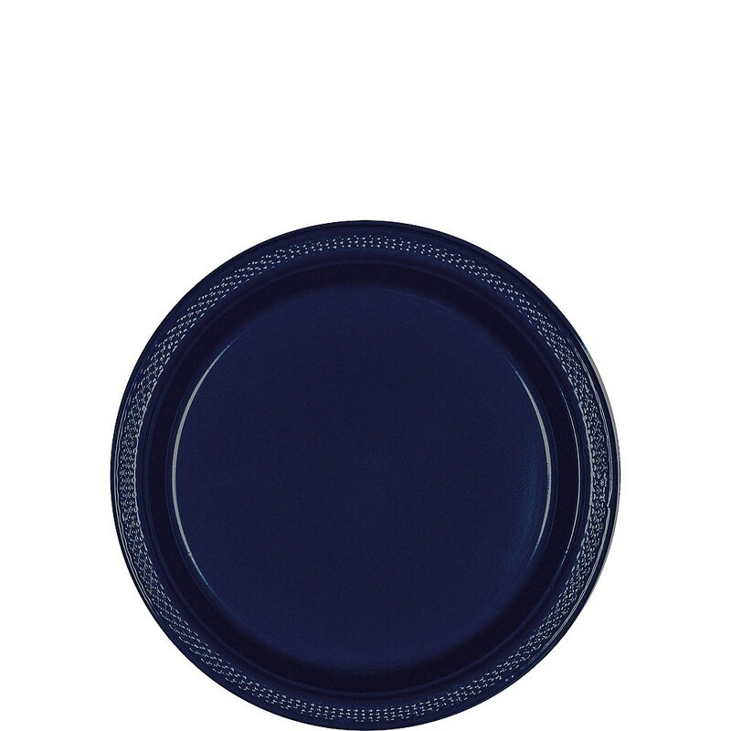 Luncheon Plastic Plate-True Navy-20pk-9&quot;