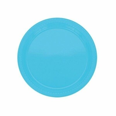 Luncheon Plastic Plates-Caribbean Blue-20pk-9&quot;