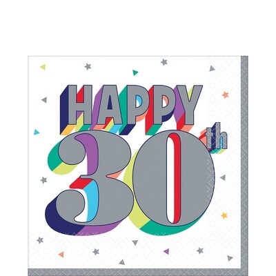 Luncheon Napkins-Here&#39;s To 30-16pk-2ply