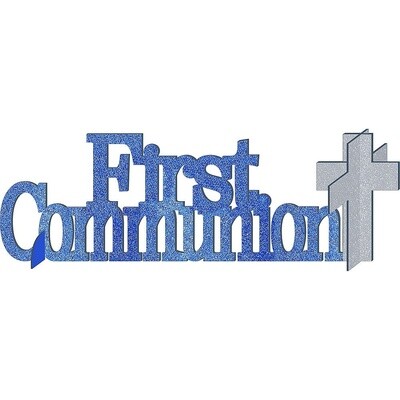 Table Decoration-Glitter-First Communion Blue-1pc