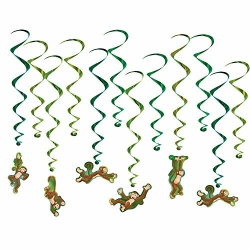 Hanging Decorations-Monkey Whirls-12pk
