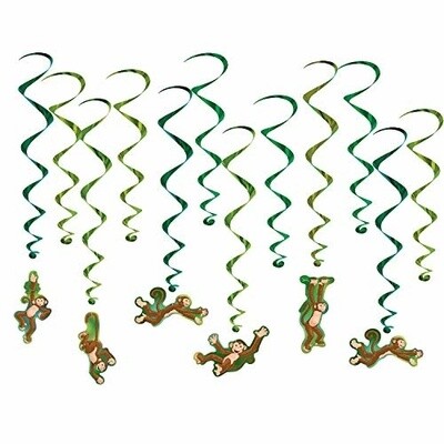 Hanging Decorations-Monkey Whirls-12pk