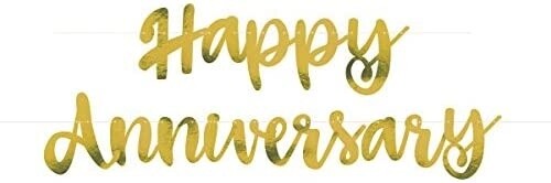 Banner-Happy Anniversary-Light Gold