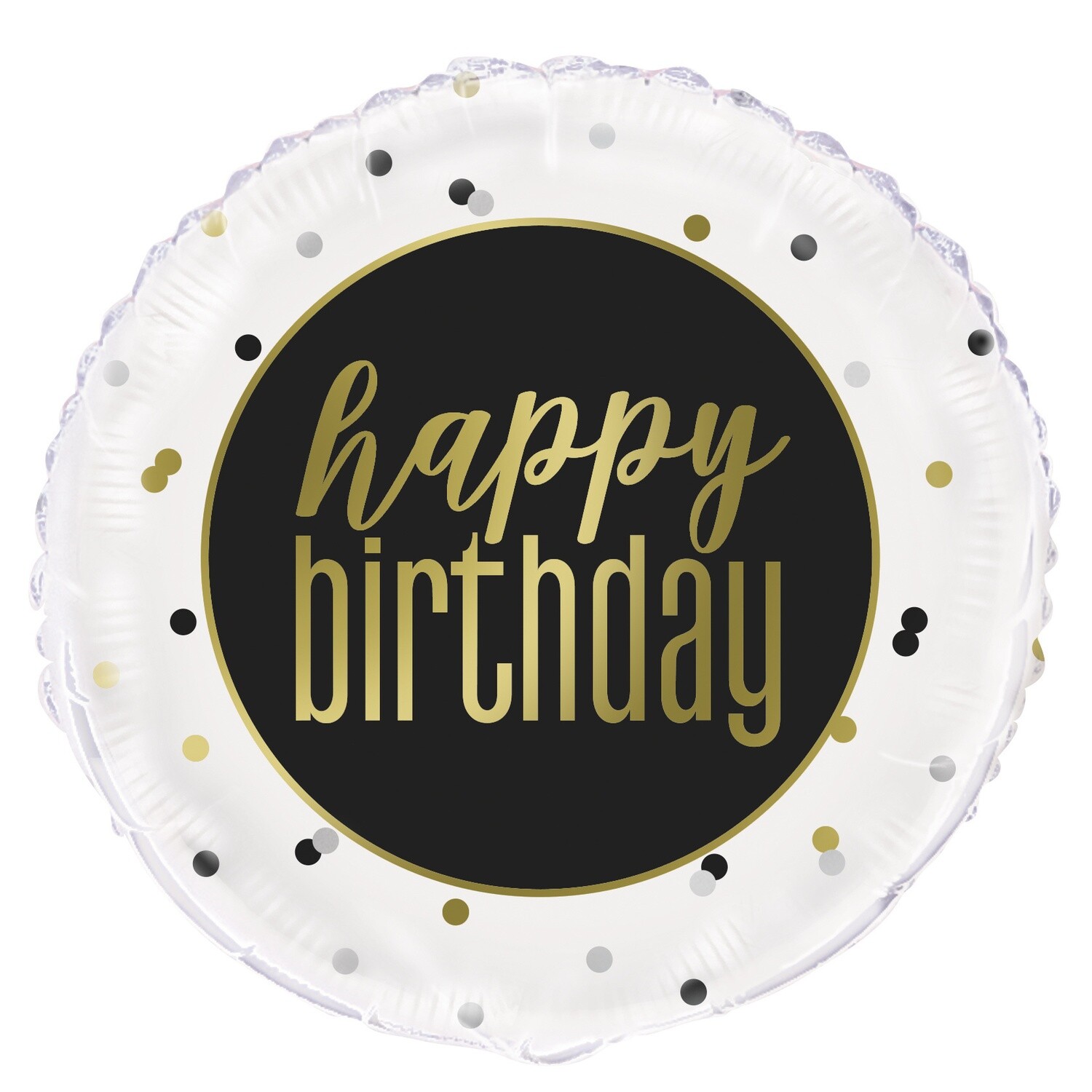 Foil Balloon-Happy Birthday-Black and White-18&quot;