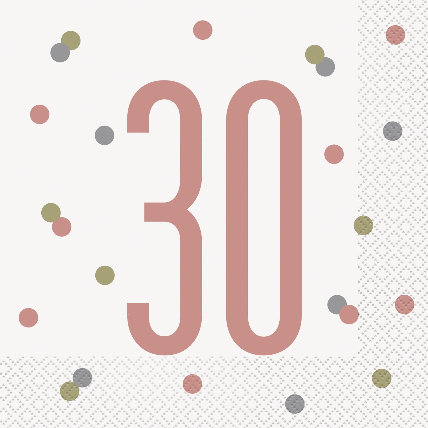 Luncheon Napkins-30th Birthday-Glitz Rose Gold-16pk-2ply
