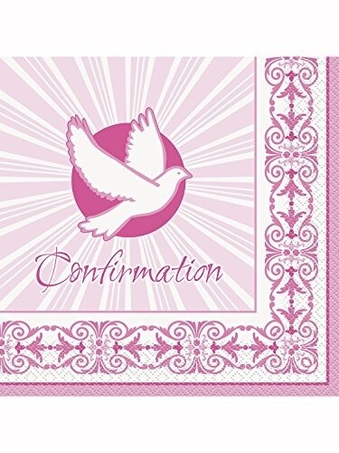 Luncheon Napkins-Confirmation Pink Radiant Cross-16pk-2ply