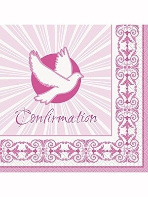 Luncheon Napkins-Confirmation Pink Radiant Cross-16pk-2ply