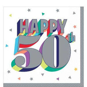 Beverage Napkins-Here&#39;s To 50-16pk-2ply