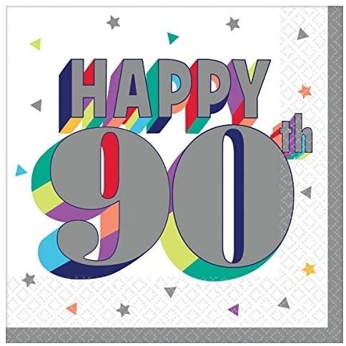 Beverage Napkins-Here&#39;s To 90-16pk-2ply