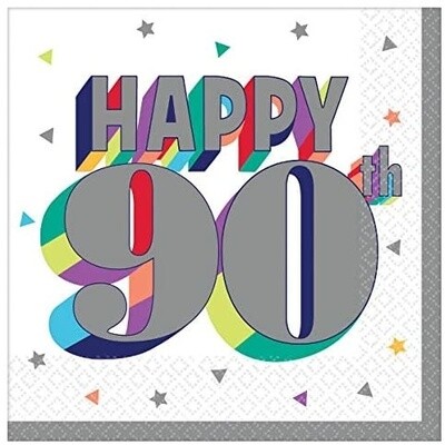 Beverage Napkins-Here&#39;s To 90-16pk-2ply