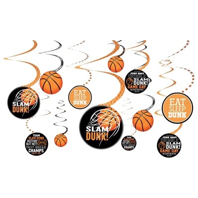 Swirl Decorations-Basketball-Nothing But Net-12pcs