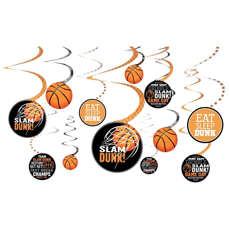 Swirl Decorations-Basketball-Nothing But Net-12pcs