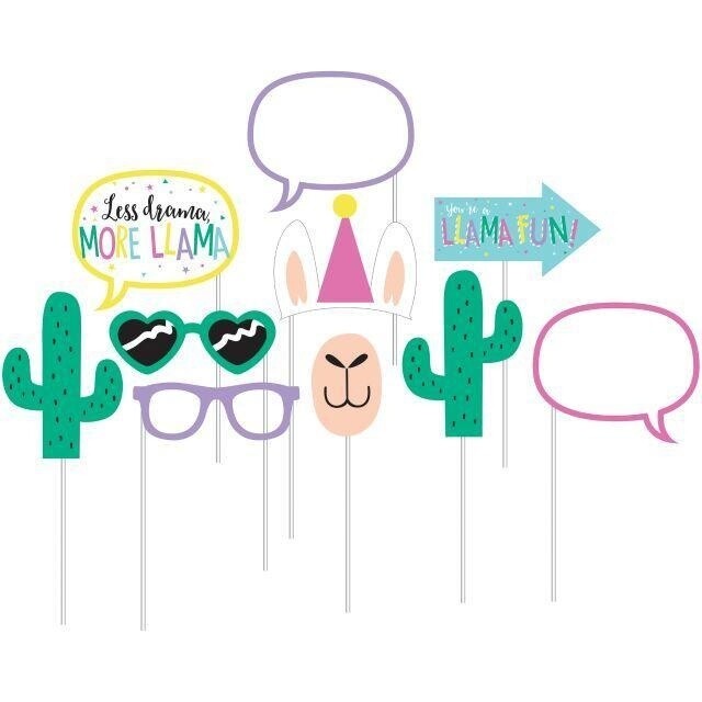 Photo Booth Props - Llama Party - 10pcs