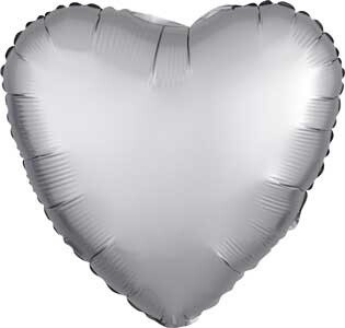 Foil Balloon - Platnium/Silver - Satin Luxe Heart - 18&quot;