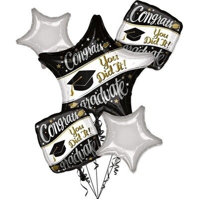Foil Balloon-Congrats Graduate-5pk Bouquet
